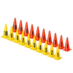 Cones with numbers - Set (1-10) – set of 10 pices 45 cm yellow