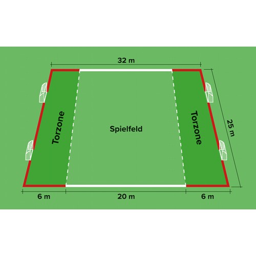 FUNino pitch marking (2-coloured) with shooting zones - dimensions: 32x25 m
