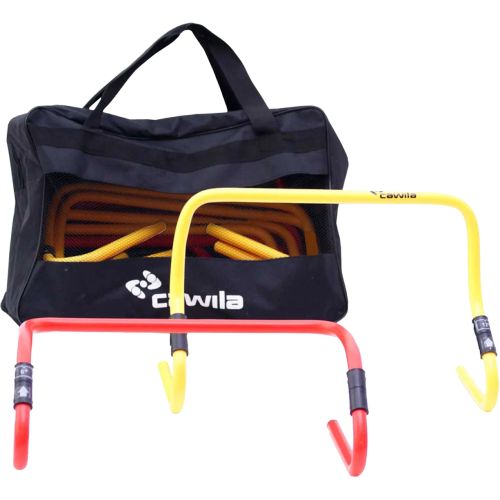 Cawila Flex Hurdles & Bag Set of 10 Yellow Red Height: 15-32 cm