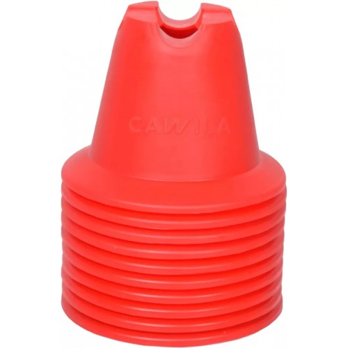 Cawila Mini Pylons | Training cones | Mini hurdles | Set of 10 | Red